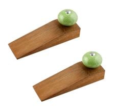 2 Pieces Green Black Crackle Wooden Door Stopper